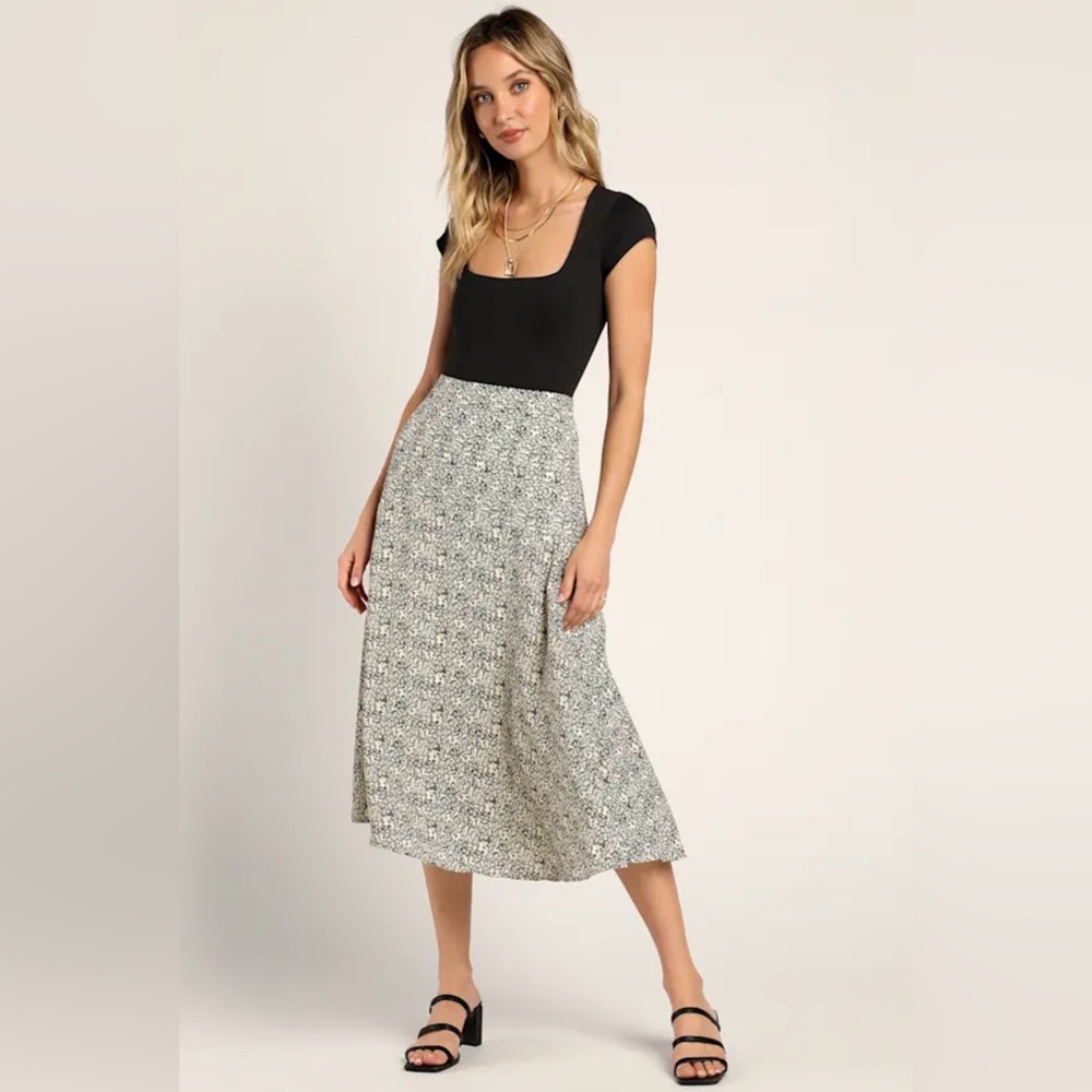 Lush Floral Midi Skirt